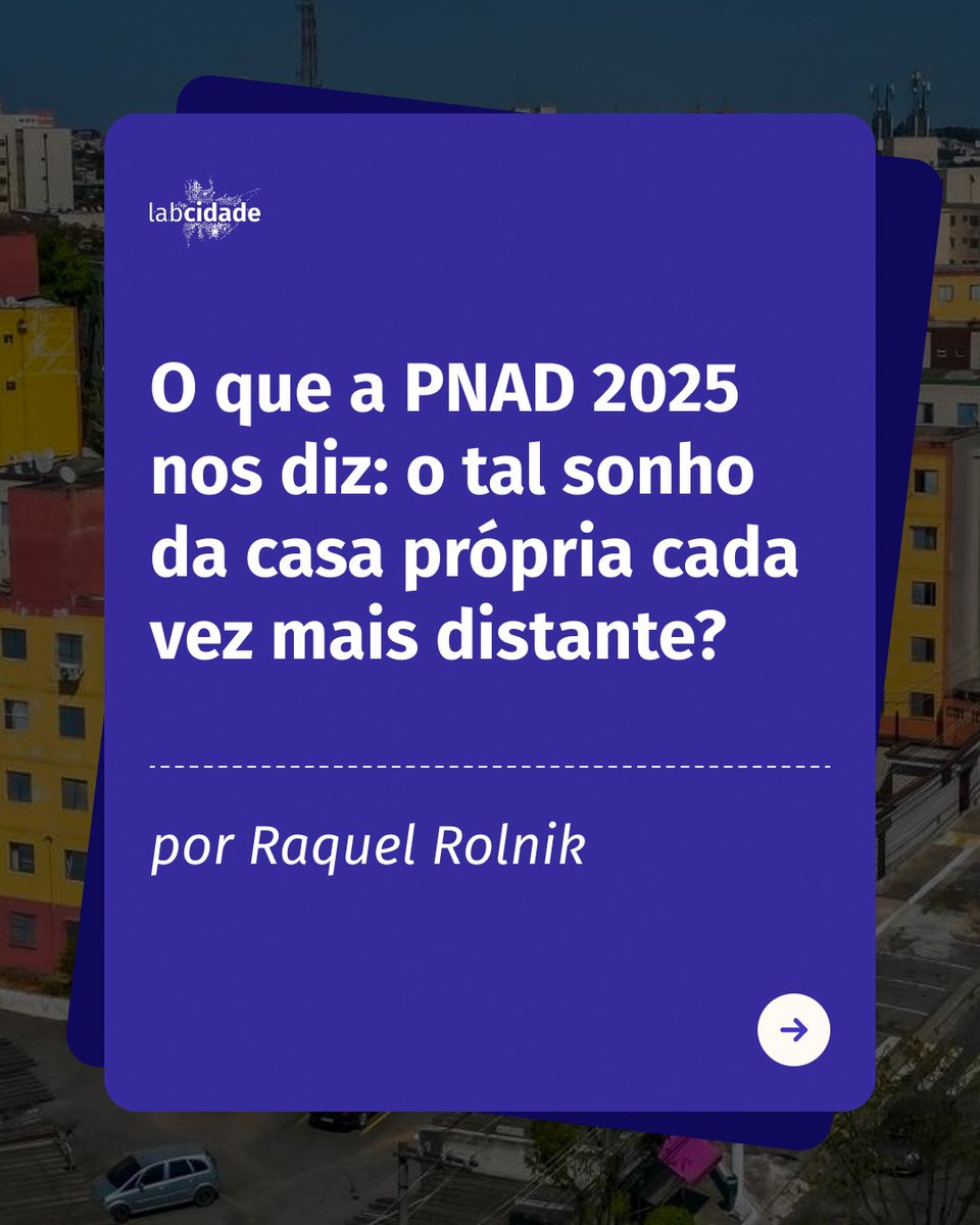 LabcidadeFAUUSP's tweet photo. O sonho da casa própria está ficando mais distante? 🏠💸

Os novos dados da PNAD revelam uma mudança profunda: o aluguel disparou e já atinge quase 24% dos lares brasileiros.

📎Confira em: https://t.co/Bq9KEuyj3W https://t.co/0aAxIOxdPW
