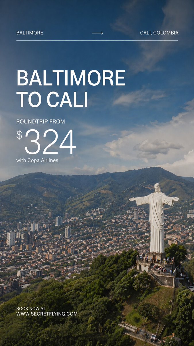 SecretFlying's tweet image. #Baltimore to Cali, Colombia for only $324 roundtrip with Copa Airlines #Travel

secretflying.com/posts/baltimor…