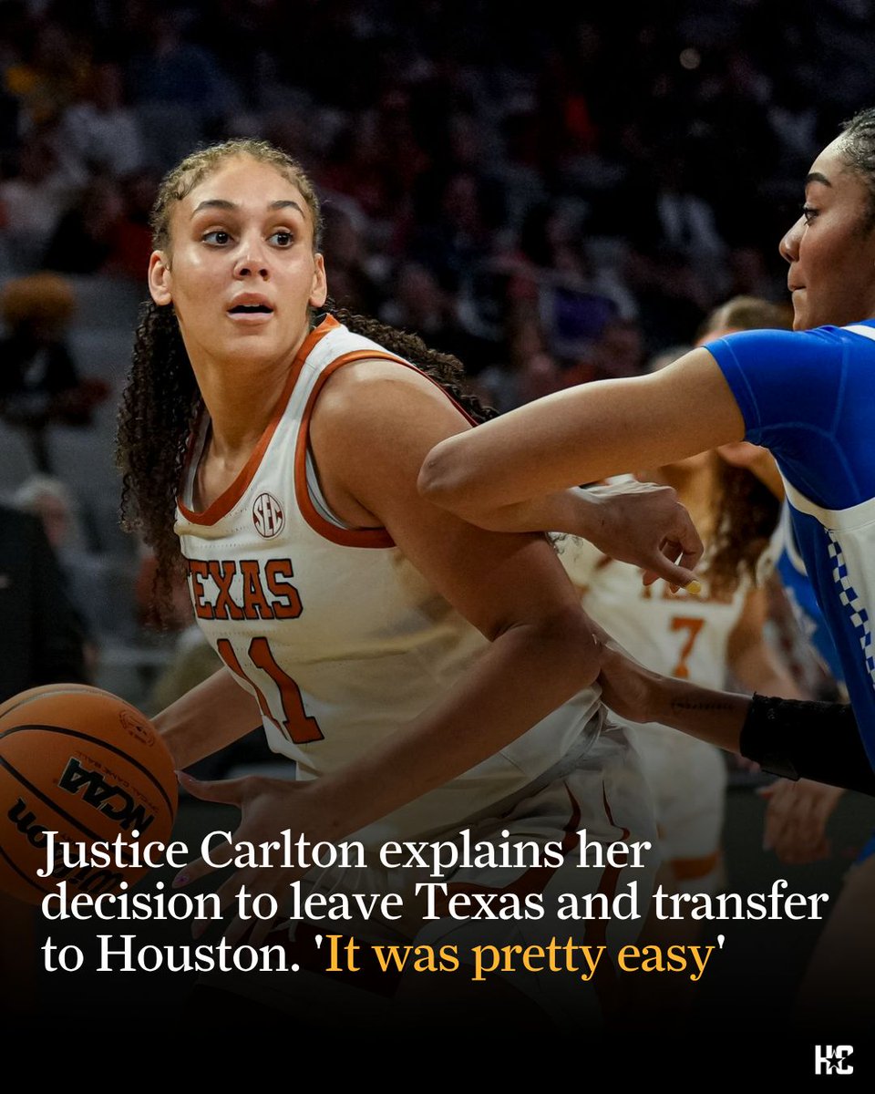 HoustonChron's tweet photo. Justice Carlton said the chance to play with her sister Madison and be a part of what Houston is building led her to the Cougars. https://t.co/m9zhmJTkwl https://t.co/J4aX6HsyWP