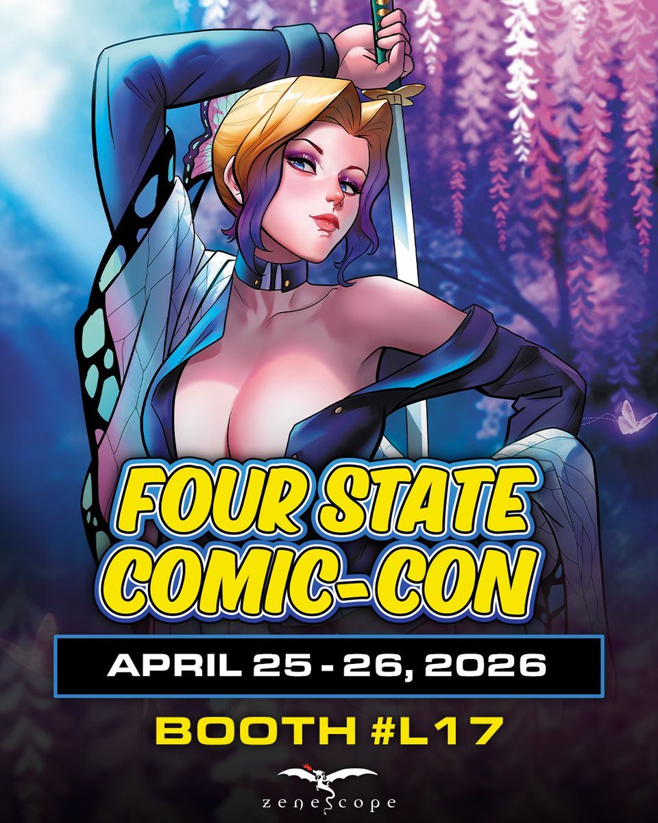 Zenescope's tweet photo. THIS WEEKEND‼️ Don't miss your chance to stop by Booth #L17 to grab some of your favorite Zenescope stories, covers, merch, and more🐉  See ya there👋 

#zenescope #zennation #fourstatecomiccon #maryland https://t.co/w3tbjItrpF