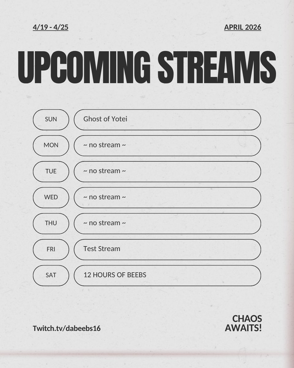 Test Stream today, and 12+ Hours of Beebs!! The 12PlusParty is a 21+ only party! Homies are invited to play! Hope to see you there! 💛🔥🔥🔥🔥