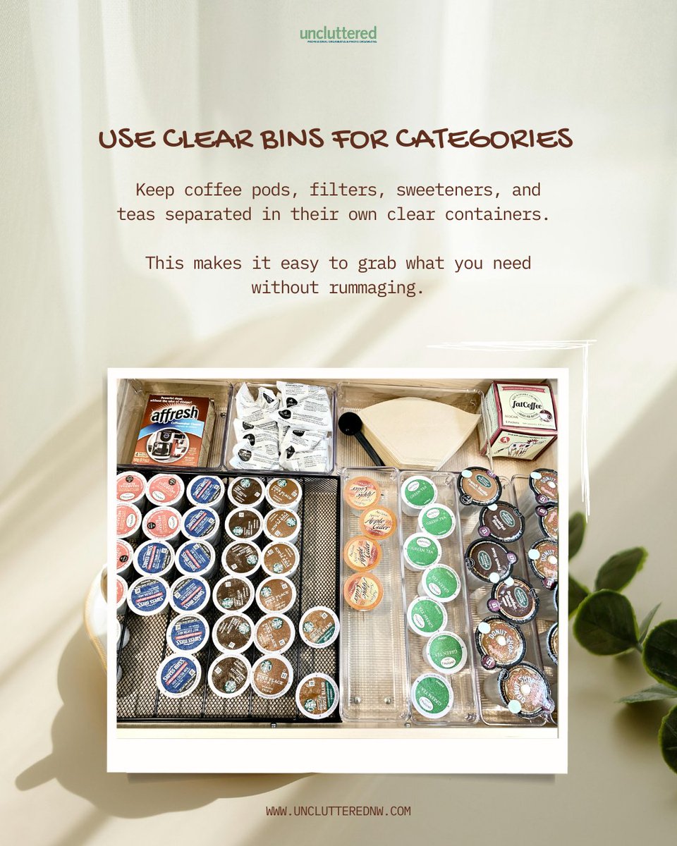 unclutterednw's tweet image. Coffee lovers, this one’s for you! ☕💛 

Swipe through for quick drawer inspo and easy organizing ideas to try today. 

#nationalcoffeeday #unclutteredtips #organizingtips #uncluttered #bellevue #homeorganizer #professionalorganizer #homeorganizing #declutter #seattleorganizer