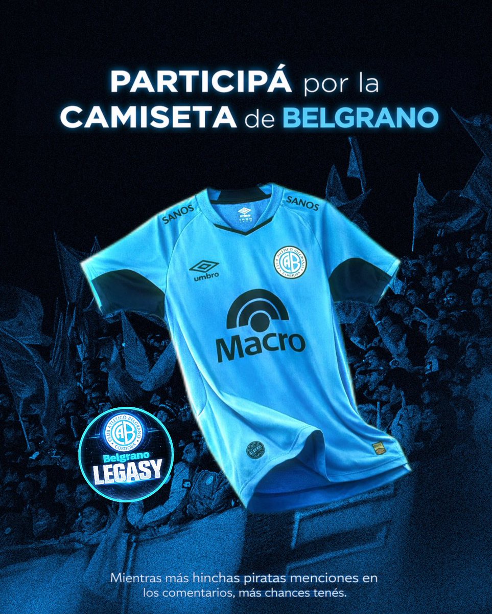 BelgranoLegasy's tweet photo. 👕 ¿Querés la camiseta de Belgrano firmada por el equipo?

🍀 Participá:
• Seguí @BelgranoLegasy + @Belgrano 
• RT + Sacá tu ticket en la WEB https://t.co/WBcjtdc4Ys

🔥 BONUS: Mencioná amigos y aumenta tus chances

📅 Anunciaremos ganador el 28/04 https://t.co/bLDYpS44TV