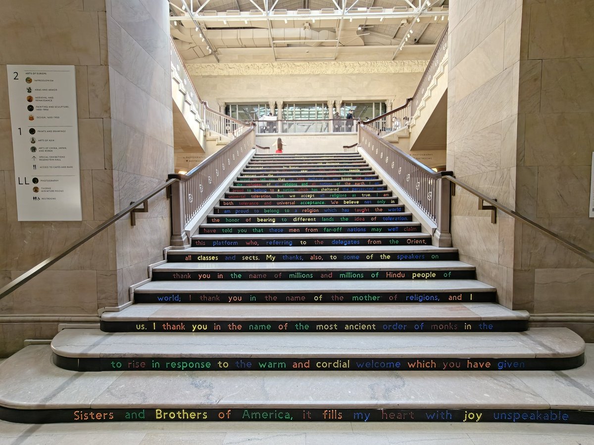 joy_for_ever's tweet photo. @happyshankha @greatbong Not only the plaque, now they have the whole speech written on the grand staircase. https://t.co/O2zyvfzdUp