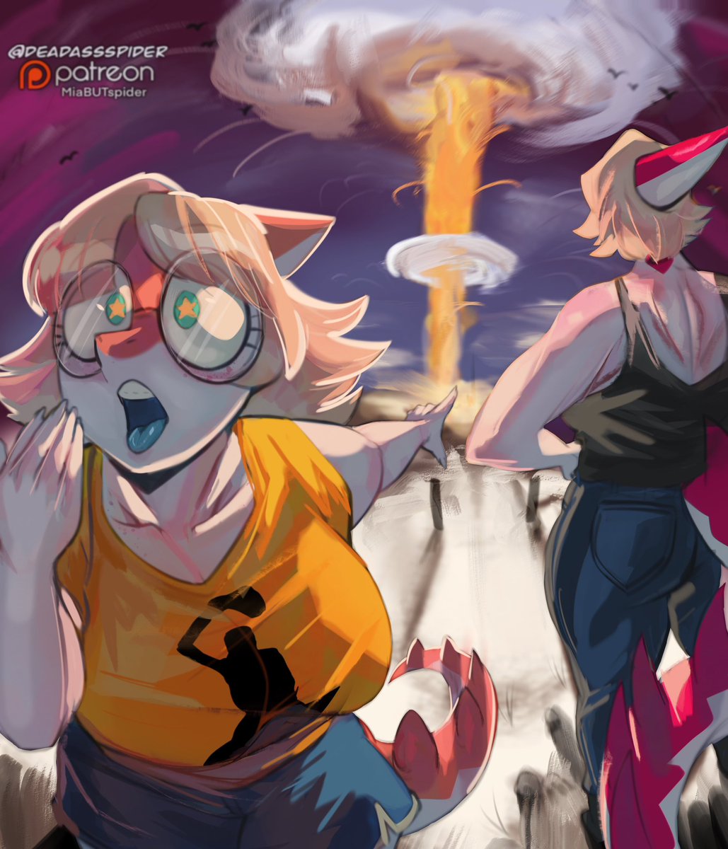 Noomi has no idea what is happening but we appreciate her enthusiasm.  Stuff i made after watching certain movie. 👽

#scalieart #scalie #anthroart #ocart #movie