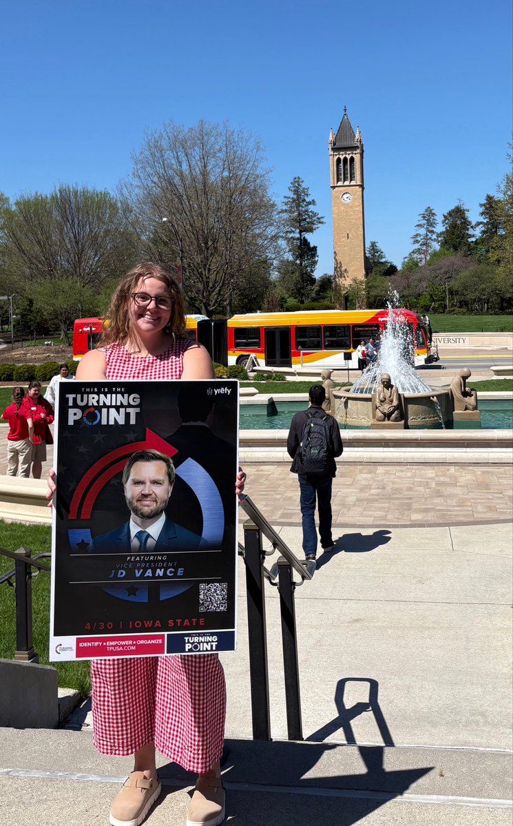 JacyWiese's tweet image. Hey Iowa State 👀

The Vice President + Erika Kirk are coming to campus NEXT THURSDAY (April 30) 🇺🇸🔥

This isn’t just another event… it’s THE event everyone’s going to be talking about.

🎟️ FREE tickets: events2022.tpusa.com/events/this-is…

@TPAction @tpusastudents @sophiamaize