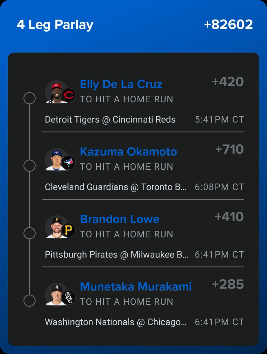 Zap7_'s tweet photo. Now this is fire 🔥 homerun parlay sprinkle if ya like https://t.co/wPsFu8uLwj https://t.co/GiaWdGlMBA