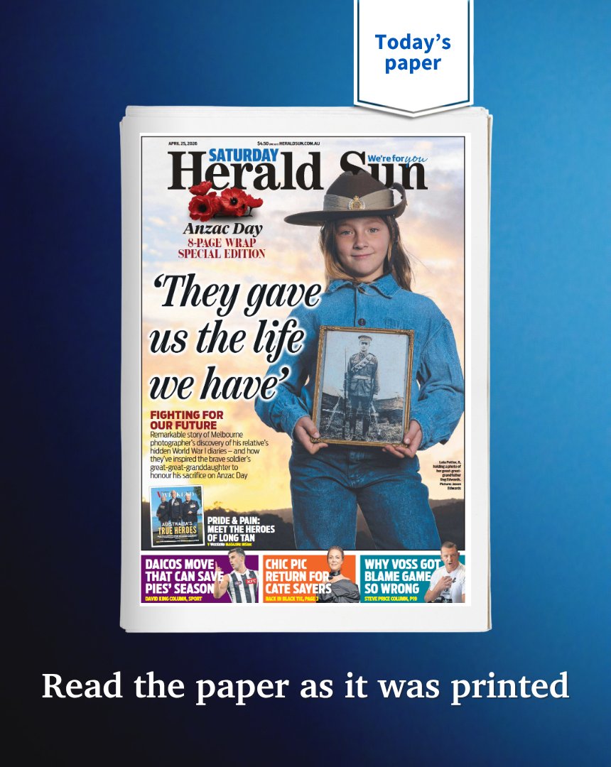 theheraldsun's tweet image. TODAY'S FRONT PAGE
Read the digital edition &amp;gt; bit.ly/3zAl8E3
.
.
.
#Melbourne #Victoria #FrontPage #newspaper #news