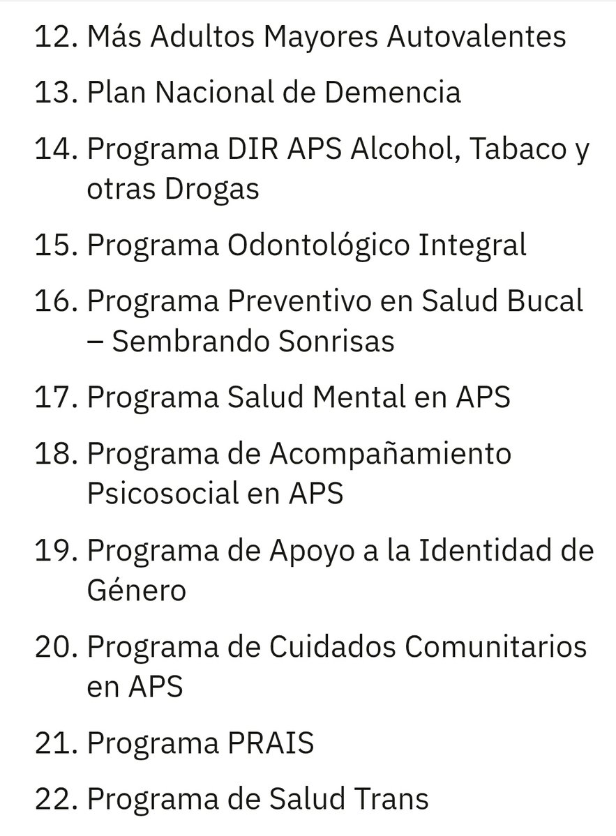 Eliminar hospitalización domiciliaria.
Eliminar controles de salud en colegios, 
Eliminar el sistema prais. Todo para que los ministros de Kast no paguen contribuciones. 

Demencial