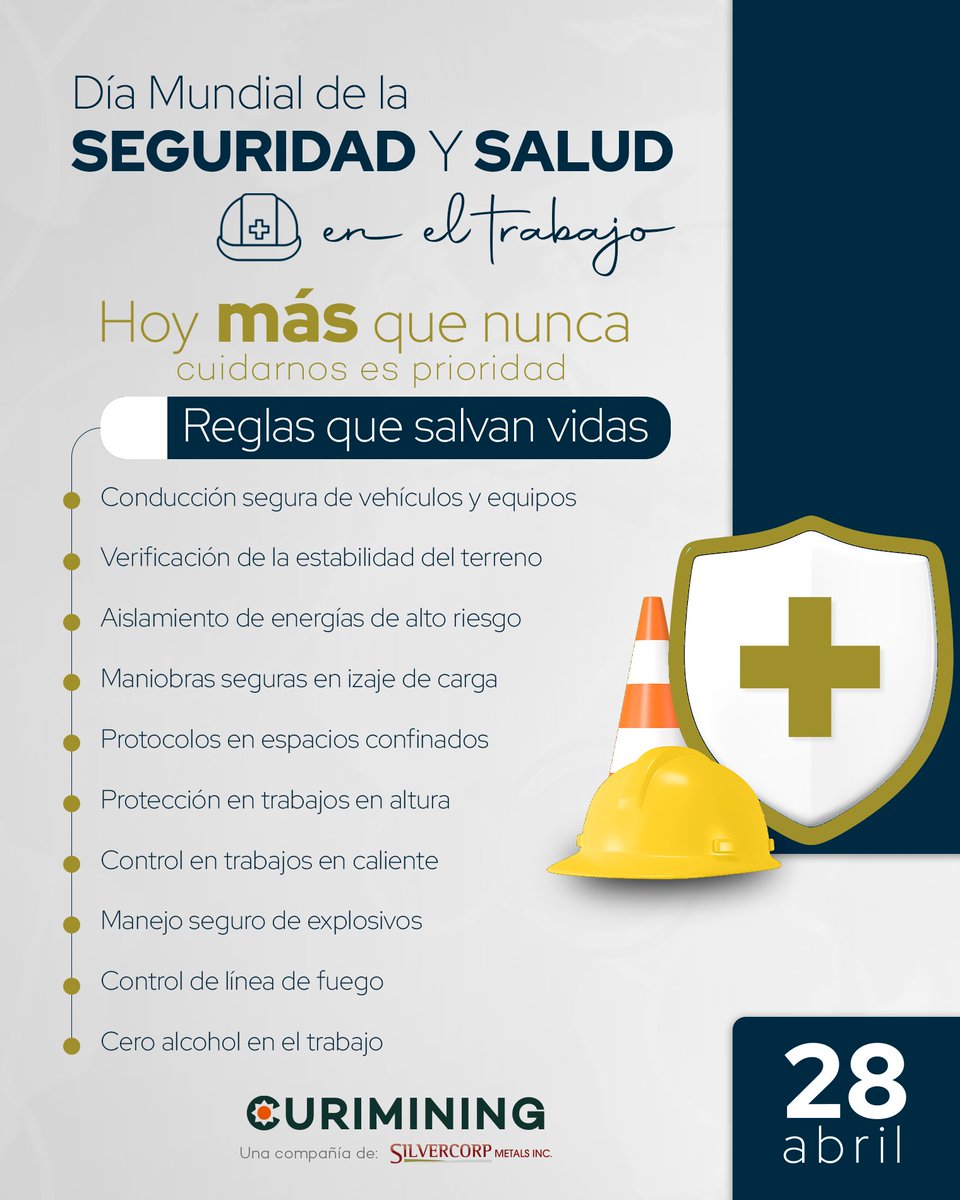 SVMElDomoEC's tweet photo. 📍From #ElDomo, we choose to work well. 👷♂️
We choose to work safely. 🦺
🗓️This #April28, we celebrate and reaffirm our commitment to our Life-Saving Rules. 💯
#SafetyAndHealthAtWork #LifeSavingRules #Curimining #WeAreSilvercorp https://t.co/uN3zfso07e