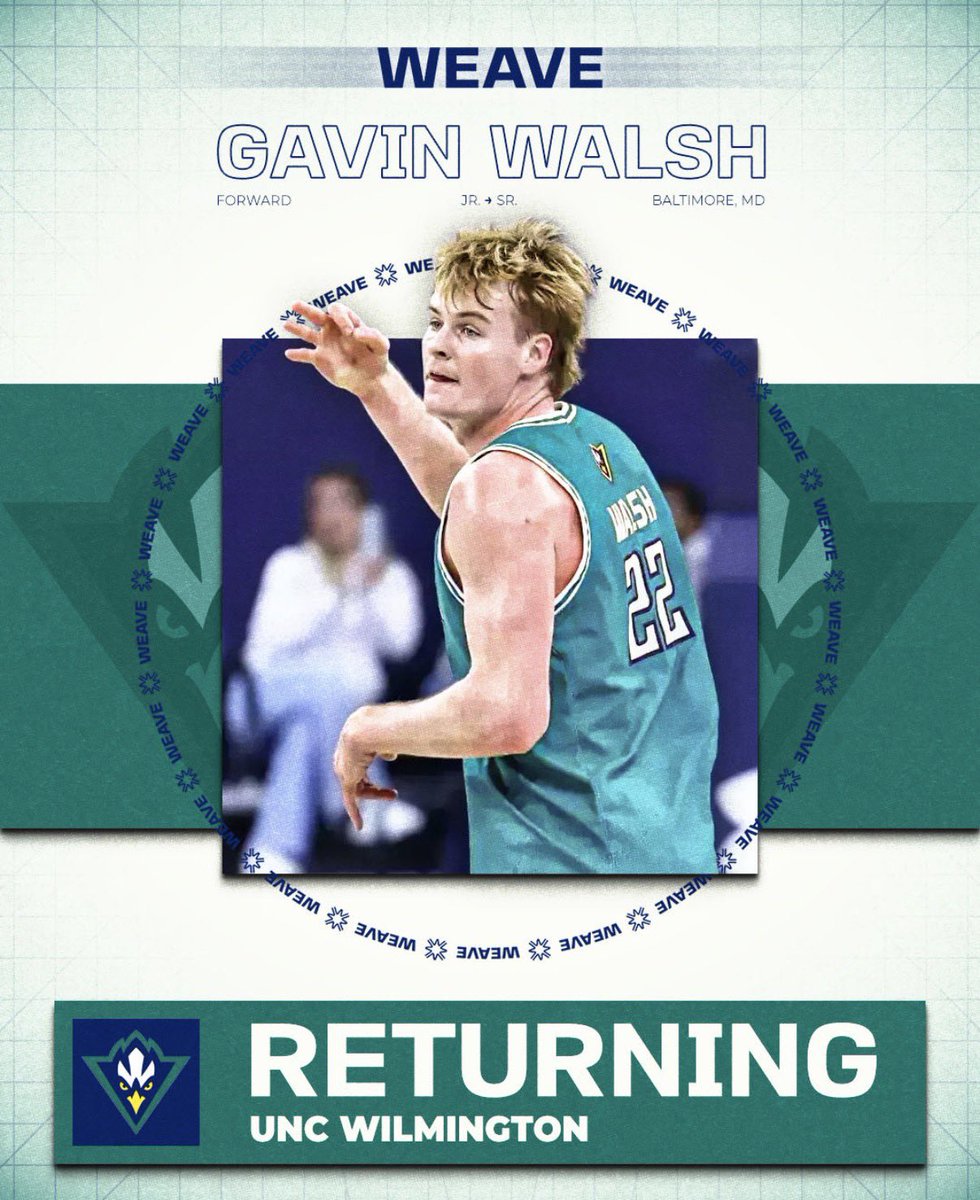 WEAVE's tweet image. Together with Gavin Walsh we are excited to announce that he will return next season to play for UNC Wilmington. #WEAVE 🧶