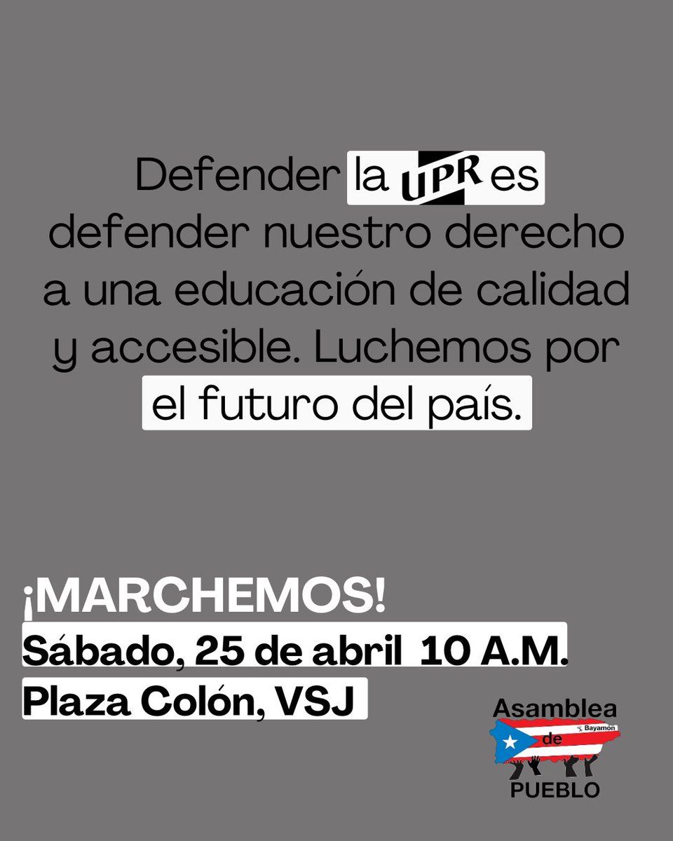 PuebloBayamon's tweet photo. Mañana ✊✊🏻✊🏼✊🏽✊🏾✊🏿 https://t.co/i2LEyCum8y