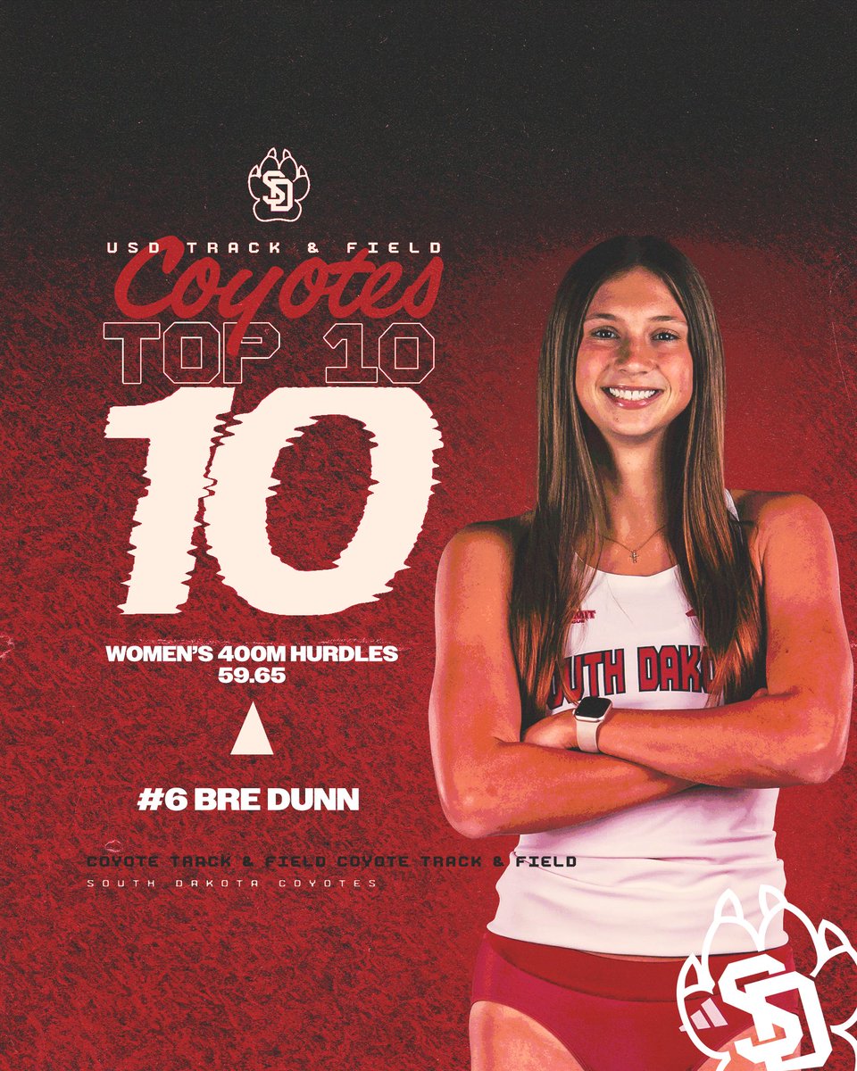 SDCoyotesXCTF's tweet photo. Bre Dunn goes under 1 minute in the 400-meter hurdles at the Drake Relays Friday!

She is the sixth Coyote to break 60 seconds in the event.

#GoYotes https://t.co/CA84PbDtaS