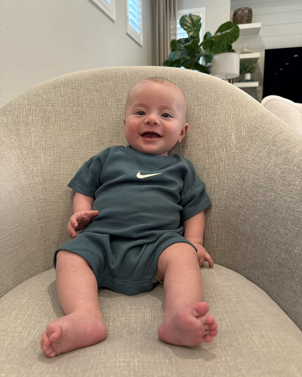 RobynMillstein's tweet photo. My favorite little guy turned four months old today. On the day of our New Originals launch for the @PhoenixMercury. 

Can’t wait to bring him to his first WNBA game this summer. He’s going to grow up watching powerful women take up space. 
And be the cutest lil fan in the arena. https://t.co/E5uxgQtfIB