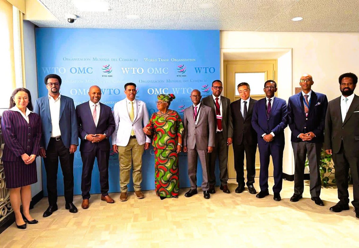 Geneva, Switzerland, 24 April 2026

The Ethiopian delegation for WTO accession, led by Minister Kassahun Gofe (PhD), met with WTO Director-General Dr. Ngozi Okonjo-Iweala to review the outcomes of the 7th Working Party Meeting and discuss next steps.

The Minister expressed