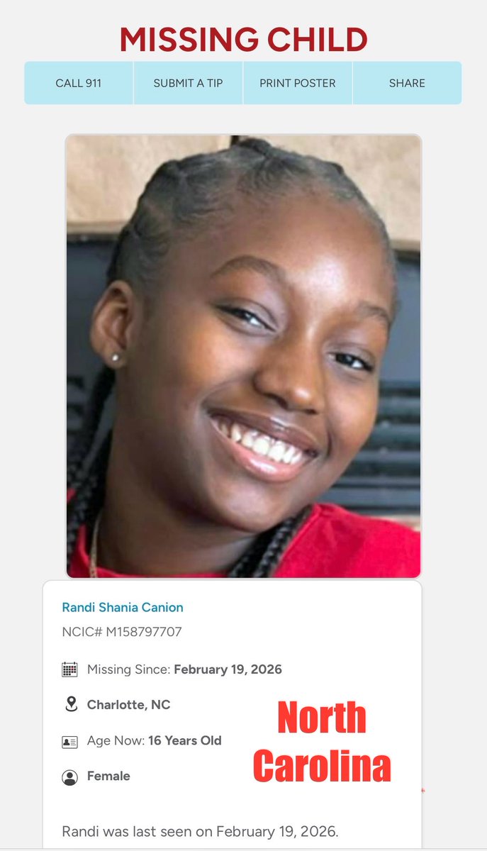 Ohio1ShyGirl's tweet image. #NorthCarolina    #MissingChild ‼️Please Share‼️  #MissingPerson  #MissingPeople  ☎️Charlotte-Mecklenburg Police Department (NC) (704) 336-7600    missingkids.org/poster/NCMC/20…