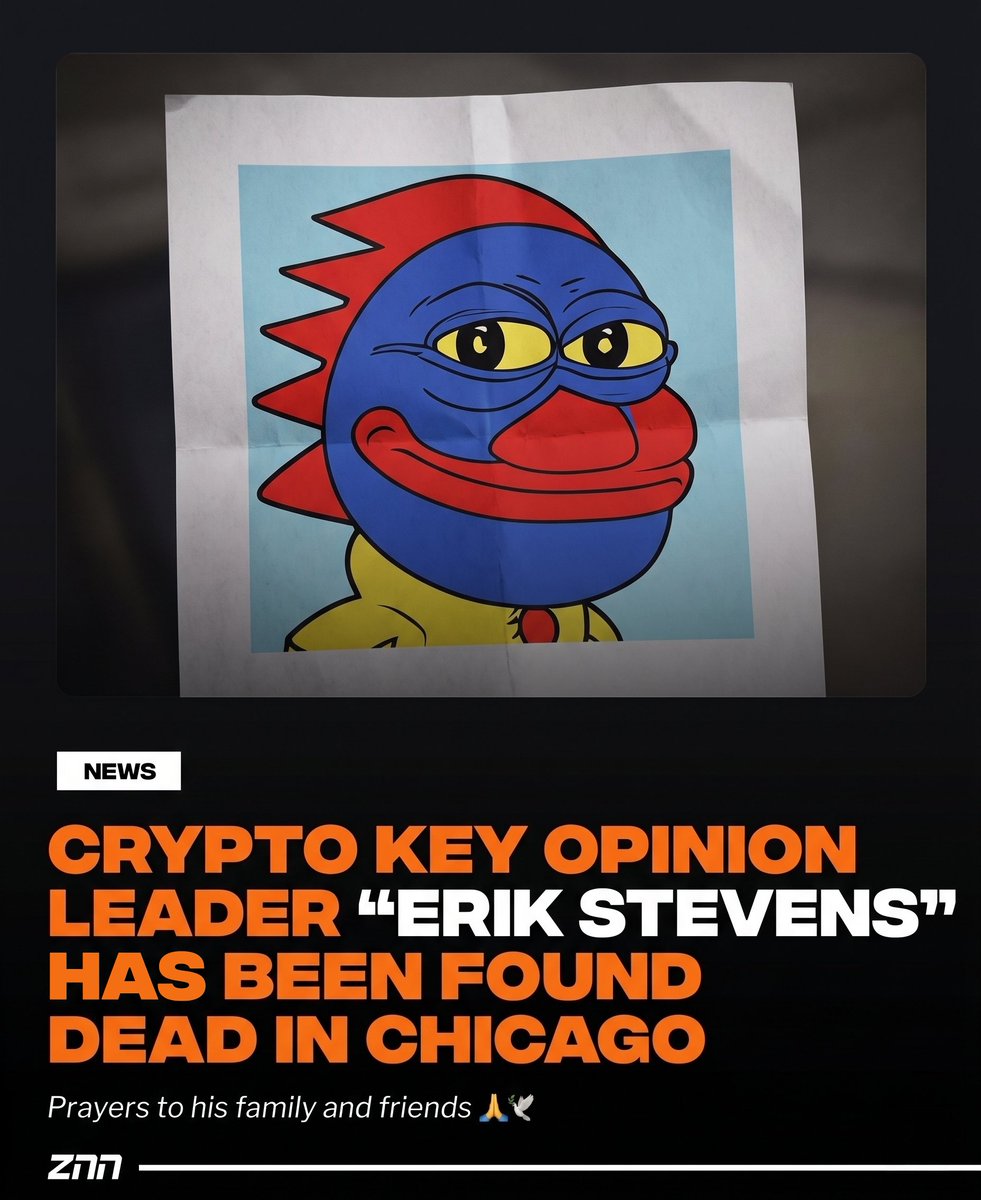 Cryptocurrency KEY OPINION LEADER "Erik Stevens" has reportedly been found dead in chicago due to an AIDS medication overdose.