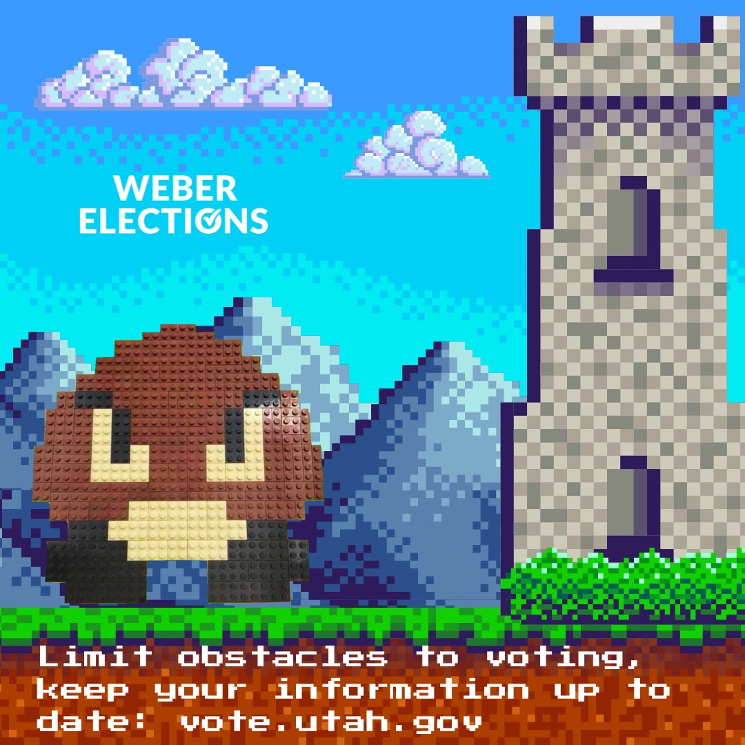 WeberElections's tweet image. Limit obstacles to voting, keep your information up to date: . 

#Nintendo #LEGOART #LEGO #utahelections #weberelections #supermario #votereducation #voterregistration