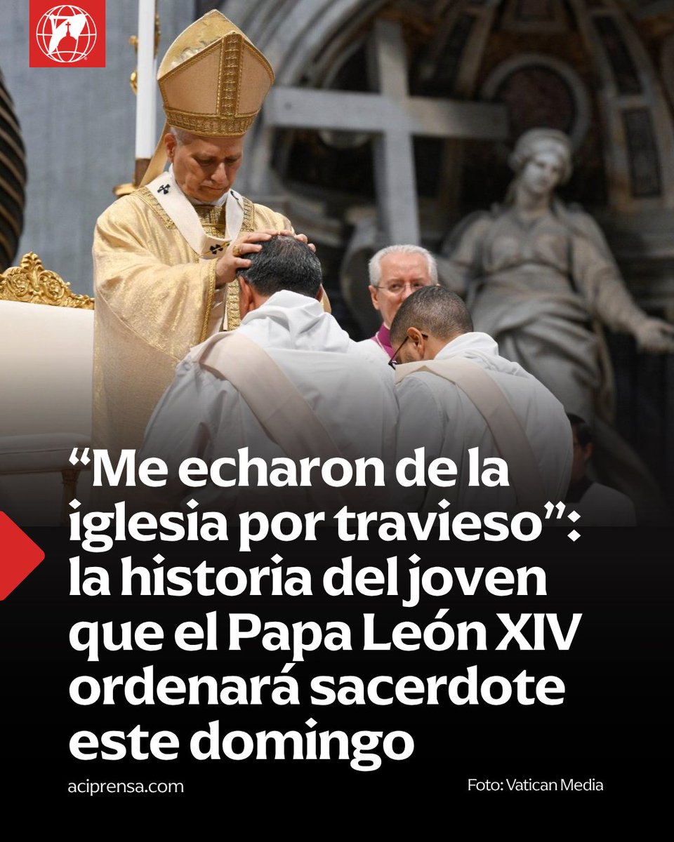 aciprensa's tweet photo. La Diócesis de Roma compartió los testimonios de los ochos candidatos que el 26 de abril, Domingo del Buen Pastor, serán ordenados sacerdotes por el Papa León XIV, como el de Christian Sguazzino, que siendo niño fue echado de la iglesia por un cura, ante el “caos” que ocasionaba. 

Sguazzino, informa una nota de la Diócesis de Roma, descubrió su vocación en la parroquia San Giovanni della Croce (San Juan de la Curz). “Cuando era niño, después de haber hecho la Primera Comunión, iba a jugar al fútbol y luego a misa todos los días, llevando siempre a algún amigo”, relata el futuro sacerdote.

“En esa época ni siquiera había un salón litúrgico propiamente dicho, sino que las celebraciones se realizaban en carpas. Mis amigos y yo, naturalmente, causábamos cierto caos. ¡Así que un día el vicepárroco nos echó y nos dijo que seríamos excomulgados!”, comparte sonriente.

Evocando ese tiempo de travesuras, Christian Sguazzino relata que “incluso entonces, a pesar de todo, sentía la alegría de estar en la iglesia; disfrutaba observando el altar y el sagrario”. En su camino, subraya, fue muy importante conocer a “tantos sacerdotes felices de ser sacerdotes. Su testimonio fue fundamental”.