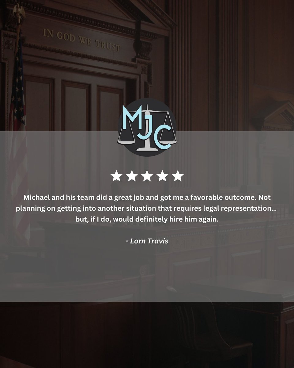 MJCCriminalLaw's tweet image. No one ever plans on needing a #lawyer again… 👀
But if you do, it’s good to know who to call.

Always grateful for #clients like Lorn who trust our team and would call us again if needed.
michaeljcrawfordlaw.com