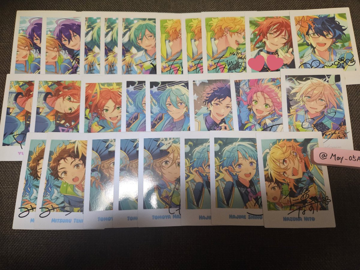 May_05AH's tweet photo. 【交換譲渡】あんスタ　ぱしゃっつ　10周年　あんさんぶるスターズ！！　P.A.shots!!

譲　画像参照

求　
特典　一彩、みか、凛月＞¥200/枚
10周年　一彩＞凛月＞みかor¥128/枚
💕の譲渡は無印より同数お迎えください。
特典は交換優先

郵送のみ
検索からでもお気軽にお声がけください https://t.co/zqdmfLCQRM