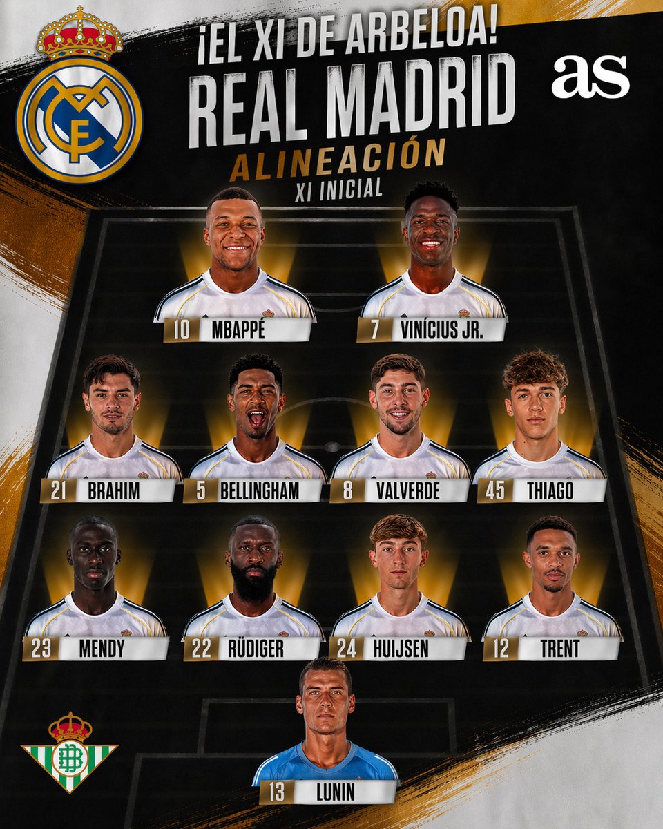 diarioas's tweet image. 🚨 ¡¡La alineación del Madrid!! ¡Thiago Pitarch vuelve al once!

#LaLiga #RealBetisRealMadrid 

➡️ cutt.ly/ntKaHpIv