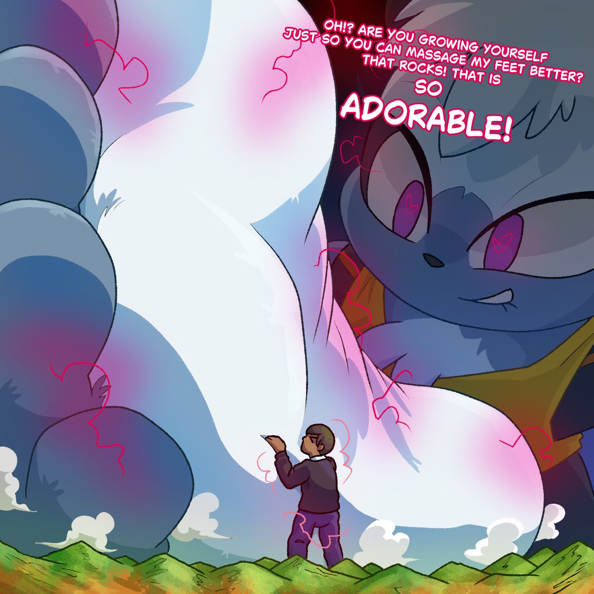 thesigmaarts's tweet image. [Tangle's Games and Growth 5-8]
Comm for CrispyDonut76
Up and up they go... especially when the tiny wants to grow just to please her... can't help to overgrow the Earth at that point!
#sizetwitter #giantess #furry #feet #paws