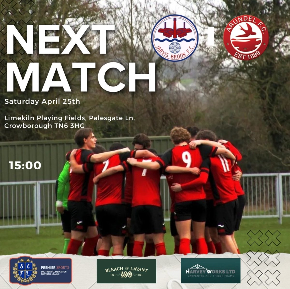 ArundelOfficial's tweet photo. Next Up! - This weekend we travel to @JARVISBROOKFC in what is our final game of the season.
Come support the lads🔴⚫️
#upthemullets https://t.co/wiYXwsSKHt