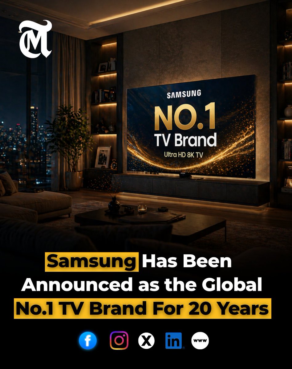 Samsung Electronics has once again secured its position as the world’s No.1 TV brand for the 20th consecutive year, marking two decades of global leadership in the television industry.

The company has held the top spot since 2006, showing consistent dominance in the global