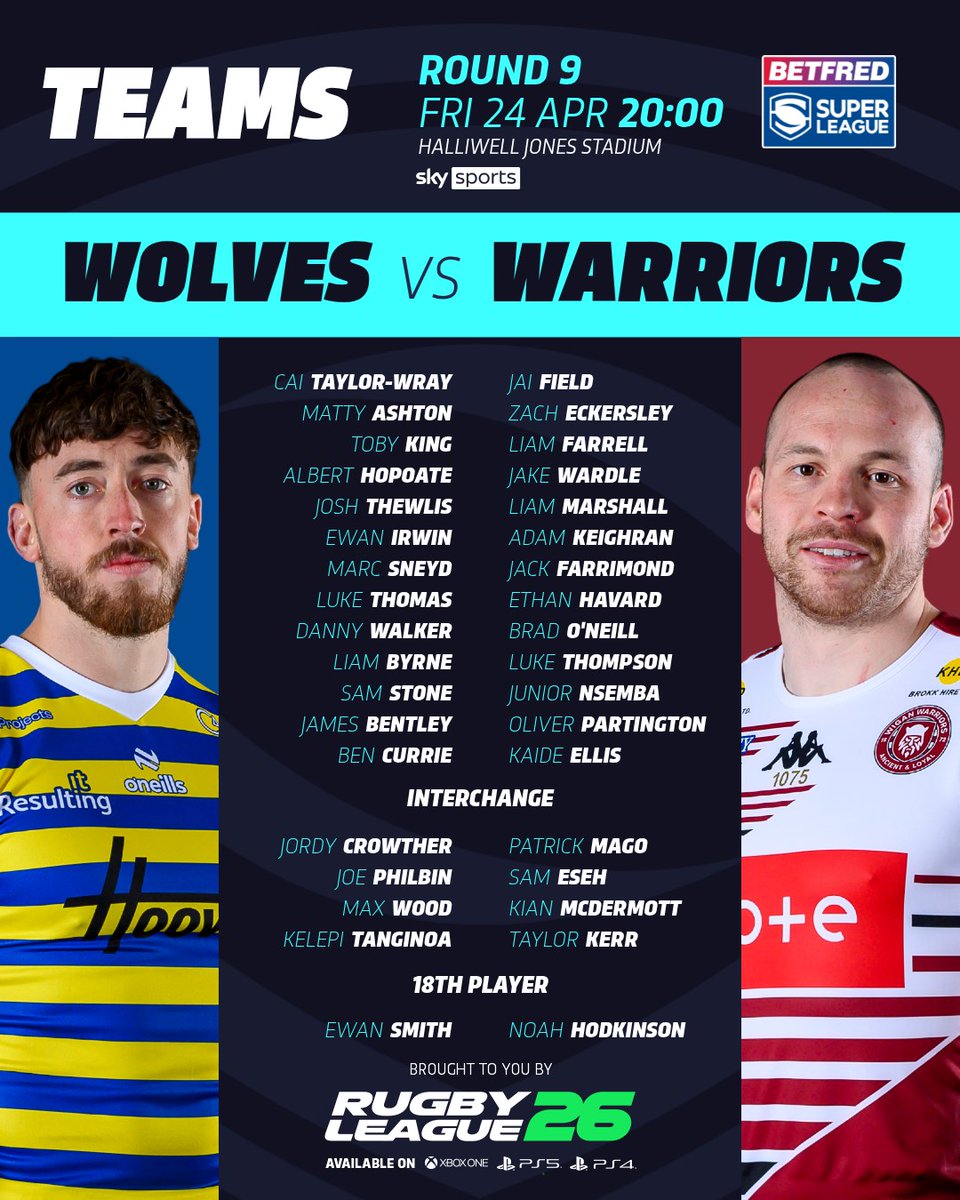 SuperLeague's tweet image. .@WarringtonRLFC and @WiganWarriorsRL renew their rivalry 👀🍿

Live exclusively on @SkySports 📺

#SuperLeague