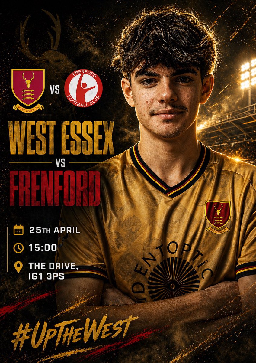 For the last time this season…IT’S MATCHDAY! 👊🏻

🆚 <a href="/Frenfordfc/">Frenford FC</a> 
🗓️ 25th APR
🕒 15:00
🏟️ The Drive | IG1 3PS

#UpTheWest #ESL