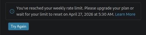 siddismyname's tweet photo. what's 100/4? 
25 Right??
RIGHT?? @GitHubCopilot 
WRONGGGGGGGG its 5.3...... wtf is a weekly limit on a monthly limit

Man i had some good plans and submissions to do..

#github_copilot #vibecode #webdevelopment #AI #frustration #submissions #student https://t.co/a76z7Y9WGH