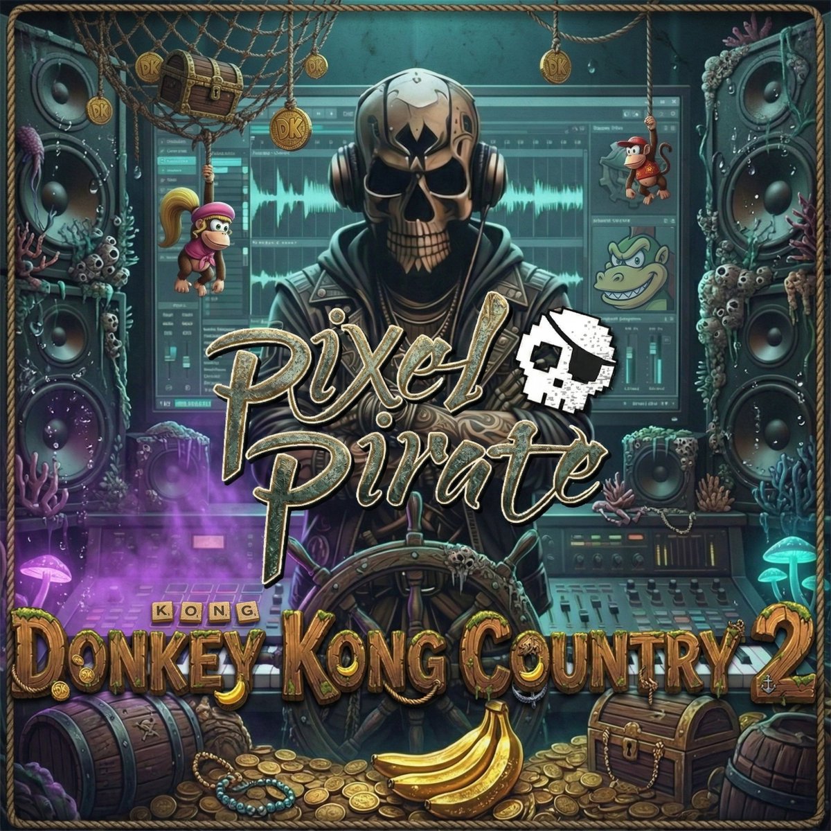 pxlpir's tweet photo. Lost the big guy, the king, the main attraction, Now it's just pure, primal, monkey action! We're sailing deep, through the fog and the spray, Gonna find his loot, and make K. Rool pay!
Today my take on #donkeykongcountry2 theme song is released on all streaming services. https://t.co/Y4iULRjc3T