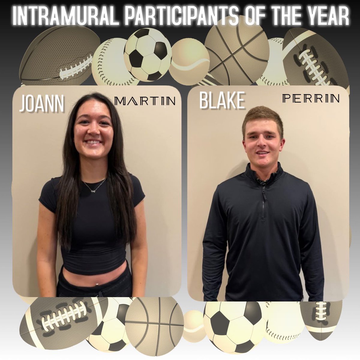 SC_intramurals's tweet photo. Congrats to our IM Participants of the Year -JoAnn & @blake_perrin โก๏ธ๐๐ฏ๐๐ป#scim https://t.co/DzBZsvr9oD