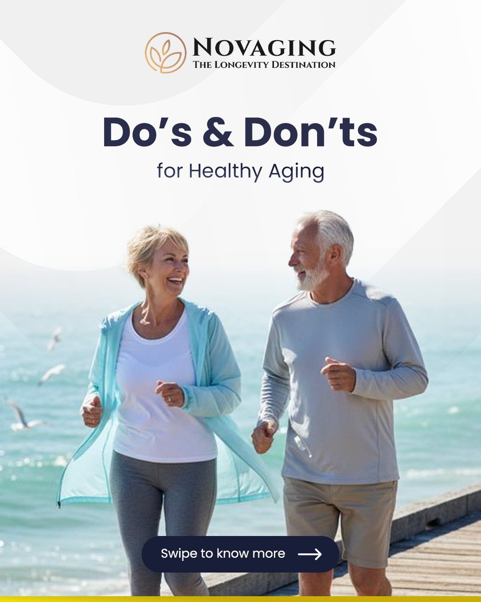 nov_aging's tweet image. ✔️ Do’s &amp;amp; ❌ Don’ts for Healthy Aging

Simple daily habits can make a big difference over time.

✨ Stay consistent, stay active

Novaging
novaging.com

#HealthyAging #Wellness #Longevity #Novaging