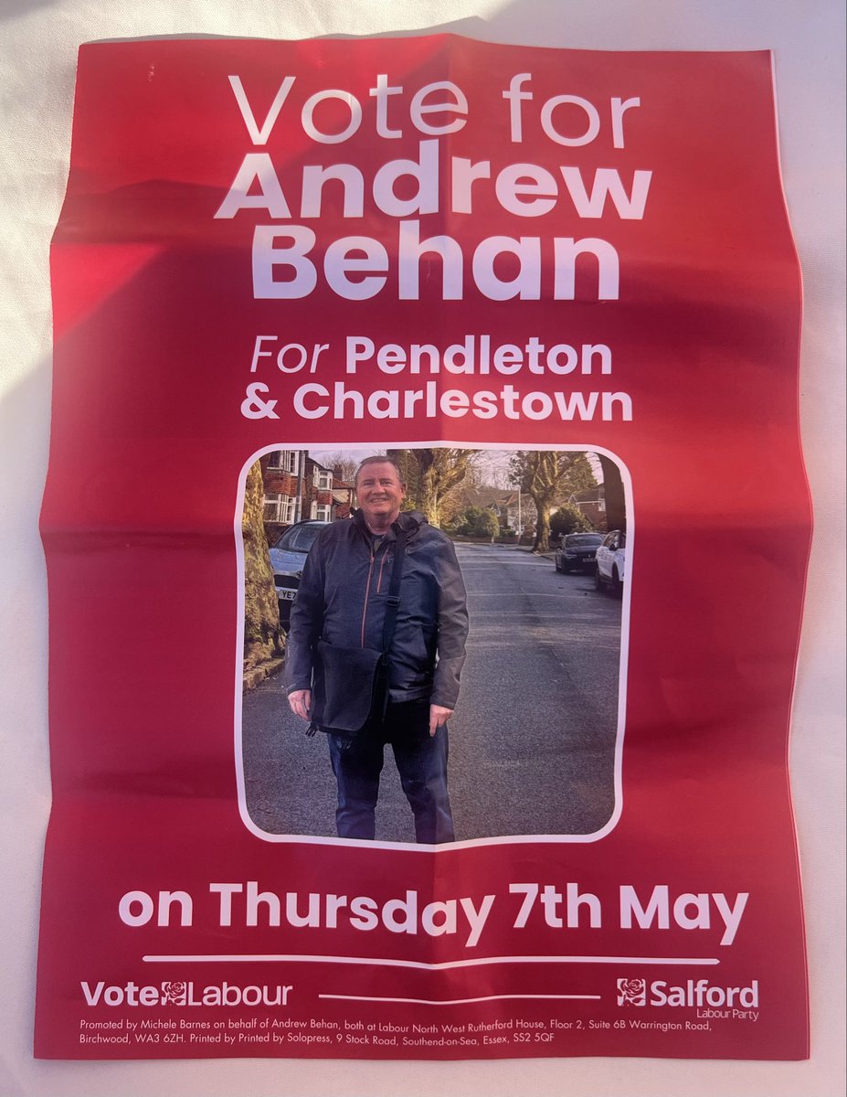 salford_mayor's tweet photo. Great to be out this afternoon in #PendletonAndCharlestown with @SalfordLabour’s Local Candidate for the forthcoming local
Elections Andrew Behan, talking with residents & delivering Andy’s election address.
Picked up a few issues I’ll follow-up on!
#VoteLabour #VoteAndrew 🌹 https://t.co/5JC87Qv2HB