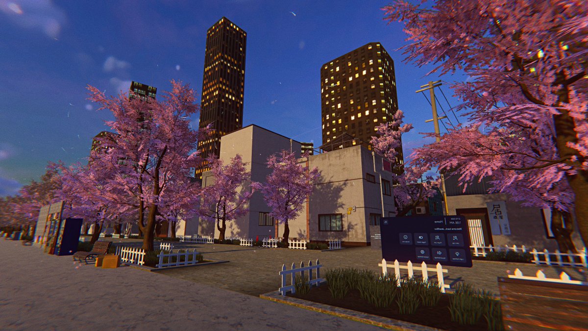 World: 4월은 너의 거짓말 （四月は君の嘘）
Author: Maruku／마루쿠 <a href="/Ma_ruku_/">마루쿠</a> 

These dreamy cherry blossom scenes glow with pink petals drifting over a lone ocean tree at sunset, a peaceful beach bench, and twinkling city streets lined with blooming trees at dusk. Pure magic.