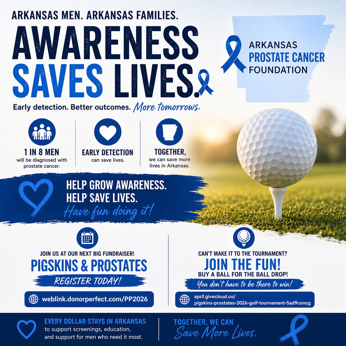 APCFoundation's tweet photo. 1 in 8 men will face prostate cancer. Early detection saves lives. 💙

Want to help + have fun doing it?
Join Pigskins &amp; Prostates:
 https://t.co/YF9DuAGolb
Can’t make it? 🎉
Buy a ball for the drop (no need to be there to win):
 https://t.co/iwvGL0t2iD
#SaveLives #ProstateCancer https://t.co/RXK8MD7SV2