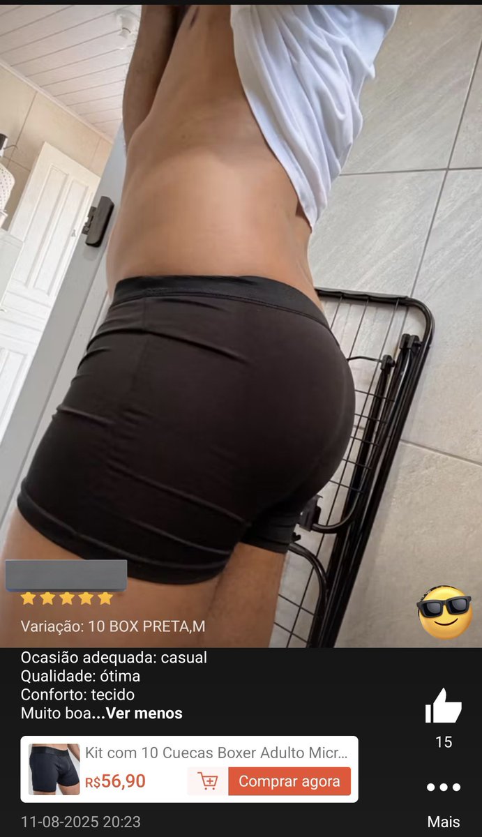 Safado mostrou o volume da pica e o rabão na cueca nova que ele comprou na shopee 🍆🍑