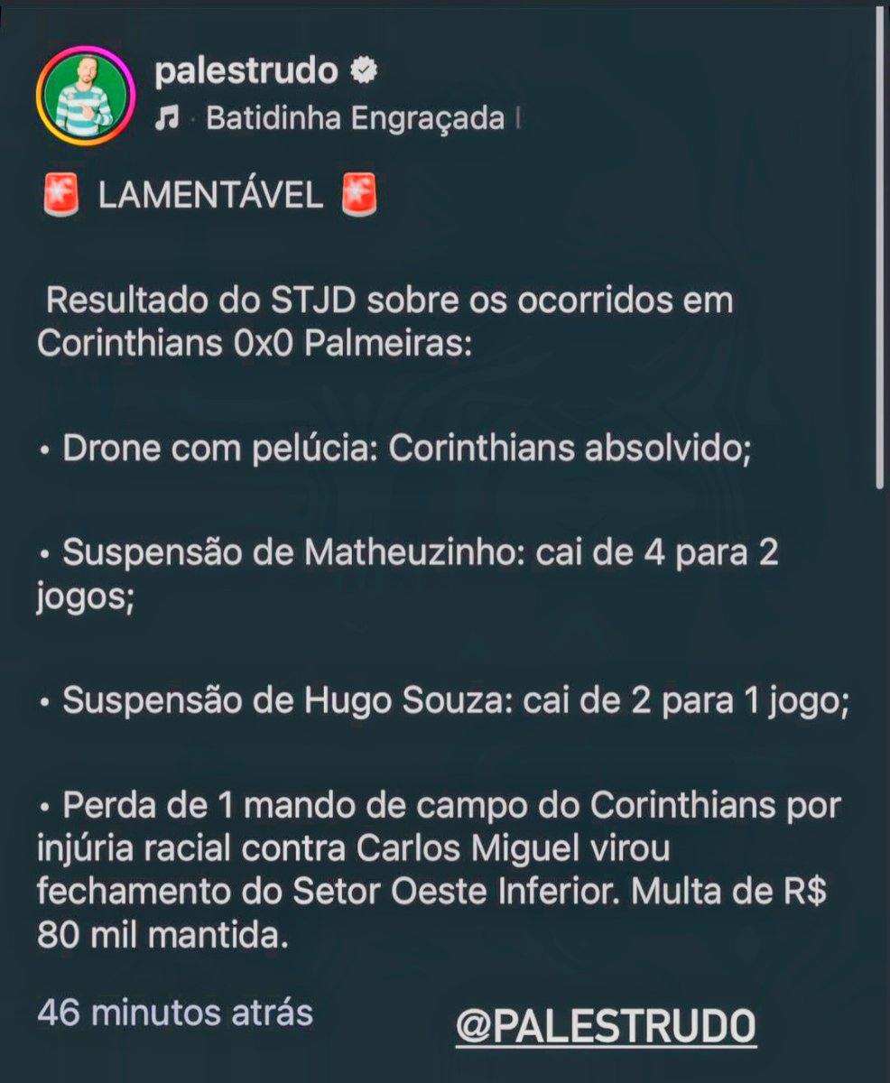 Mascaras_Verdes's tweet photo. 👨‍✈️🚓🚨👨‍✈️🚓 LAMENTÁVEL!ENQUANTO O ABEL PEGOU 8 JOGOS! - TEM QUE PARAR ESSE CAMPEONATO MANCHADO. @Palestrudoo https://t.co/lx0UkDUxGx