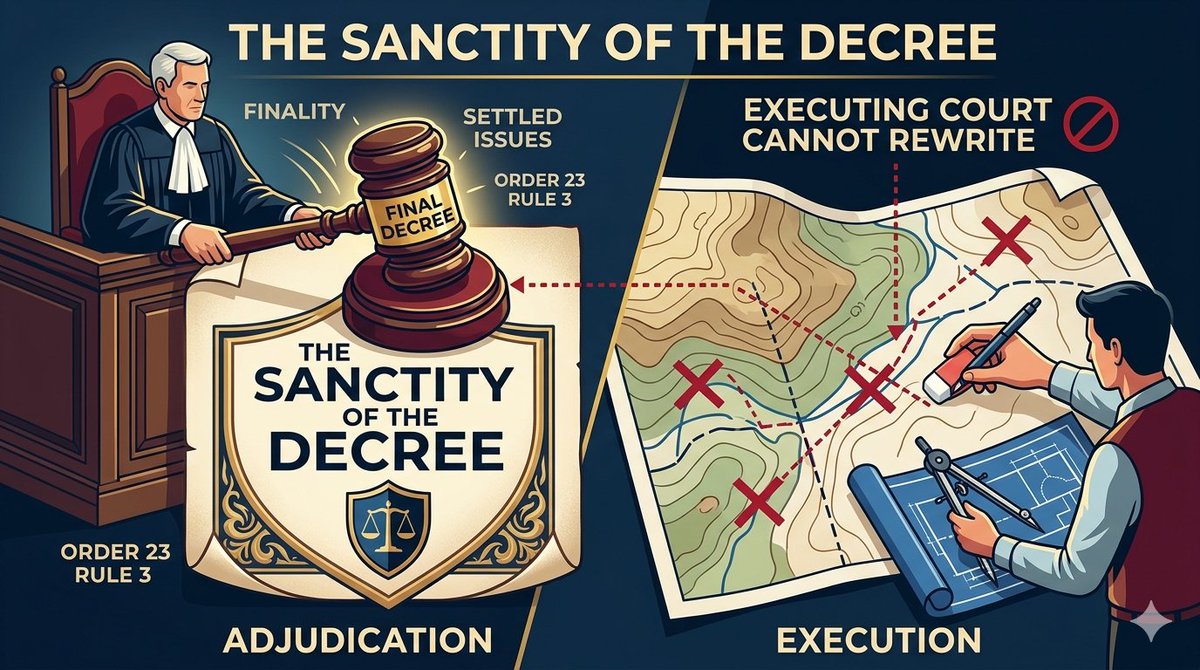 InkNidhi's tweet image. Winning is only half the battle—the rest is execution. 🏛️⚖️
In a landmark 2026 ruling, the SC reaffirms: The Executing Court is an ENFORCER, not an EDITOR. It cannot rewrite decrees based on "practical difficulties."
Trial 2.0 is over .[medium.com/@LegisDigest/s…]
#supremecourt
#law