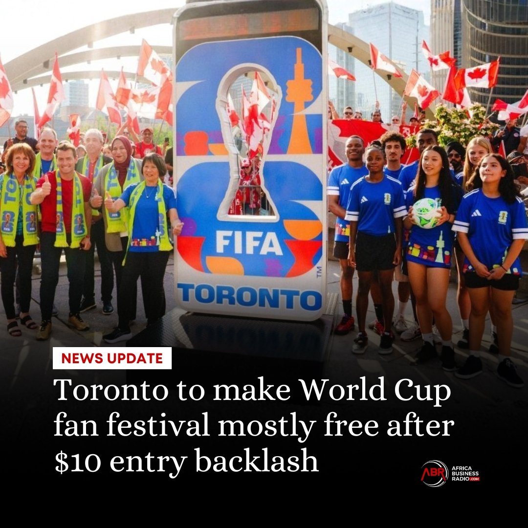AfricaBizRadio's tweet image. Toronto has reversed its decision to charge fans for general admission to its FIFA World Cup fan festival, approving a revised plan that restores free access for most attendees.

#toronto #worldcup #fifaworldcup #canada #sportsnews #fanfest #oliviachow #football #Israël #MaisVocê