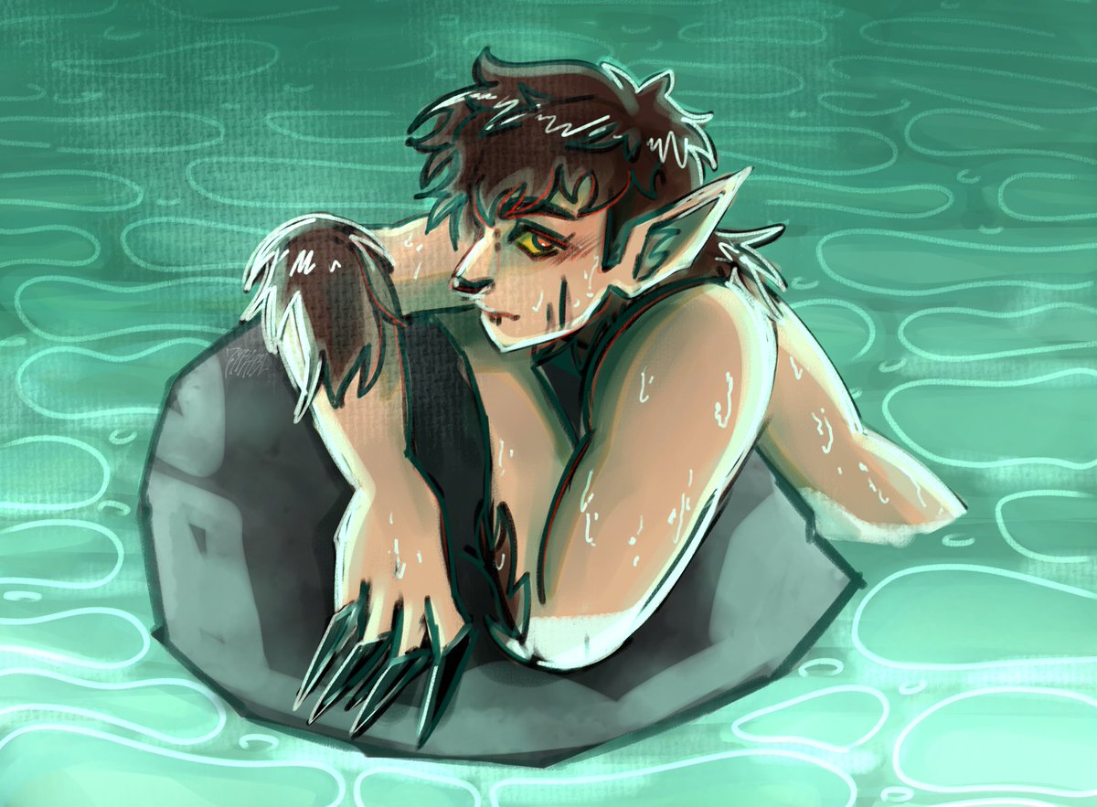 zyphi3l's tweet photo. werewolp feeling a transformation coming while he in da water 🐺 

#dukemasterfanart #dukemaster https://t.co/Y1N53UWSTz