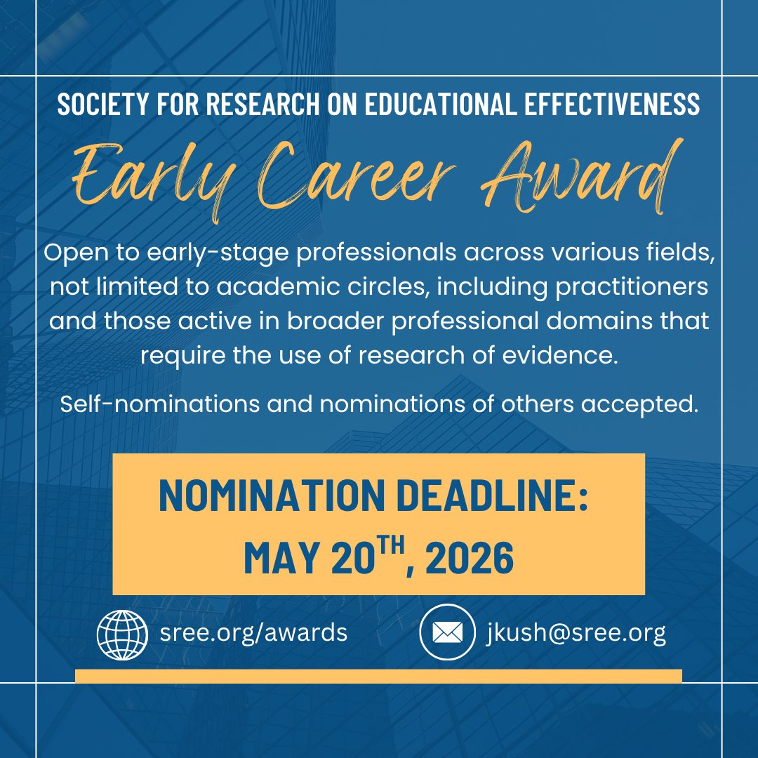 sreesociety's tweet photo. Nominations now open for the Early Career Award! 🔗https://t.co/r62UuphcXd https://t.co/ZKa3EmqPwA