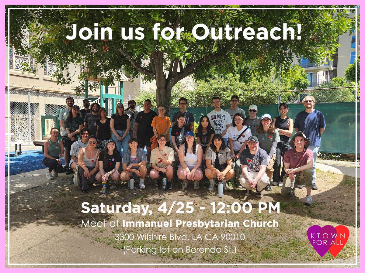 KtownforAll's tweet photo. Join us for outreach! We always go over our guidelines, and if you’re new, we’ll make sure you’re in a group with experienced volunteers - all you need to do is show up! We meet in the Immanuel Presbyterian parking lot at 12pm (you can park in the lot!)
See you there! https://t.co/9tL70RG4NI