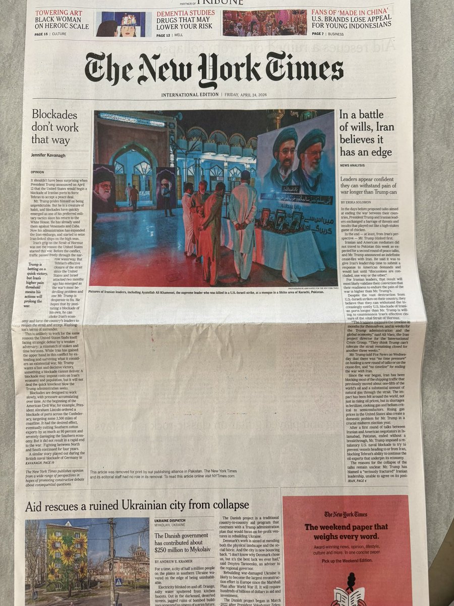 shafeKoreshe's tweet image. ⁉️ It was way back during the times of General Zia's Martial Law that people saw what #censorship looked like ... Now for the younger generation again a glimpse.

@nytimes edition published locally at times blanks out articles; generally on LGBT topics. The bitter fact is that