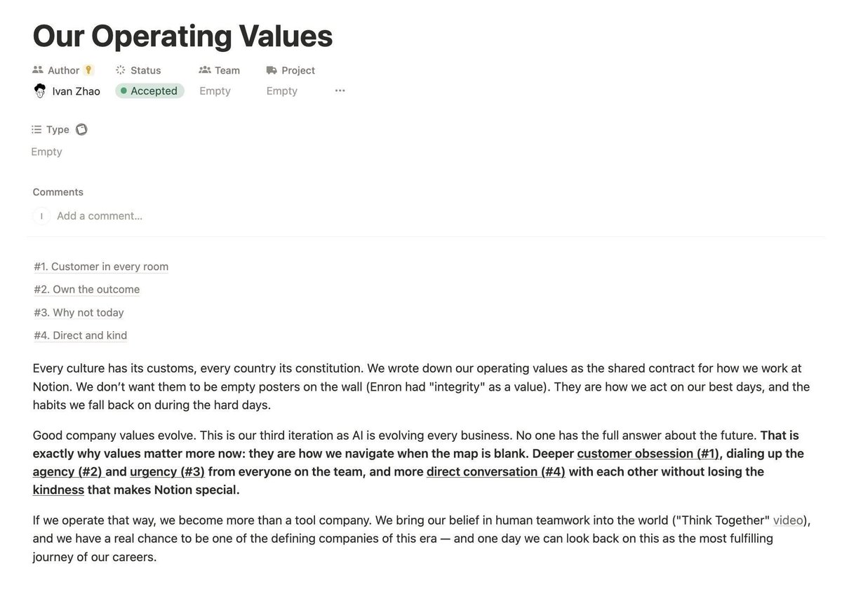 ivanhzhao's tweet image. We updated our 4 company values this week to keep up with how the company has changed. Here's what I shared with the team internally. I hope it could be helpful for other companies.