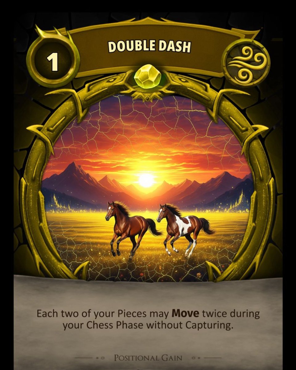 ChessNBalance's tweet image. 💨 Double Dash — Move up to 2 of your Pieces this Chess Phase 

Chess &amp;amp; Balance — 40 spell cards. 5 elements. Launching April 30.

AI solved chess. It can't solve this. ♟️🌿💨

Learn more: chessnbalance.com

#ChessAndBalance #CardGame #Chess #IndieGames #TabletopGames