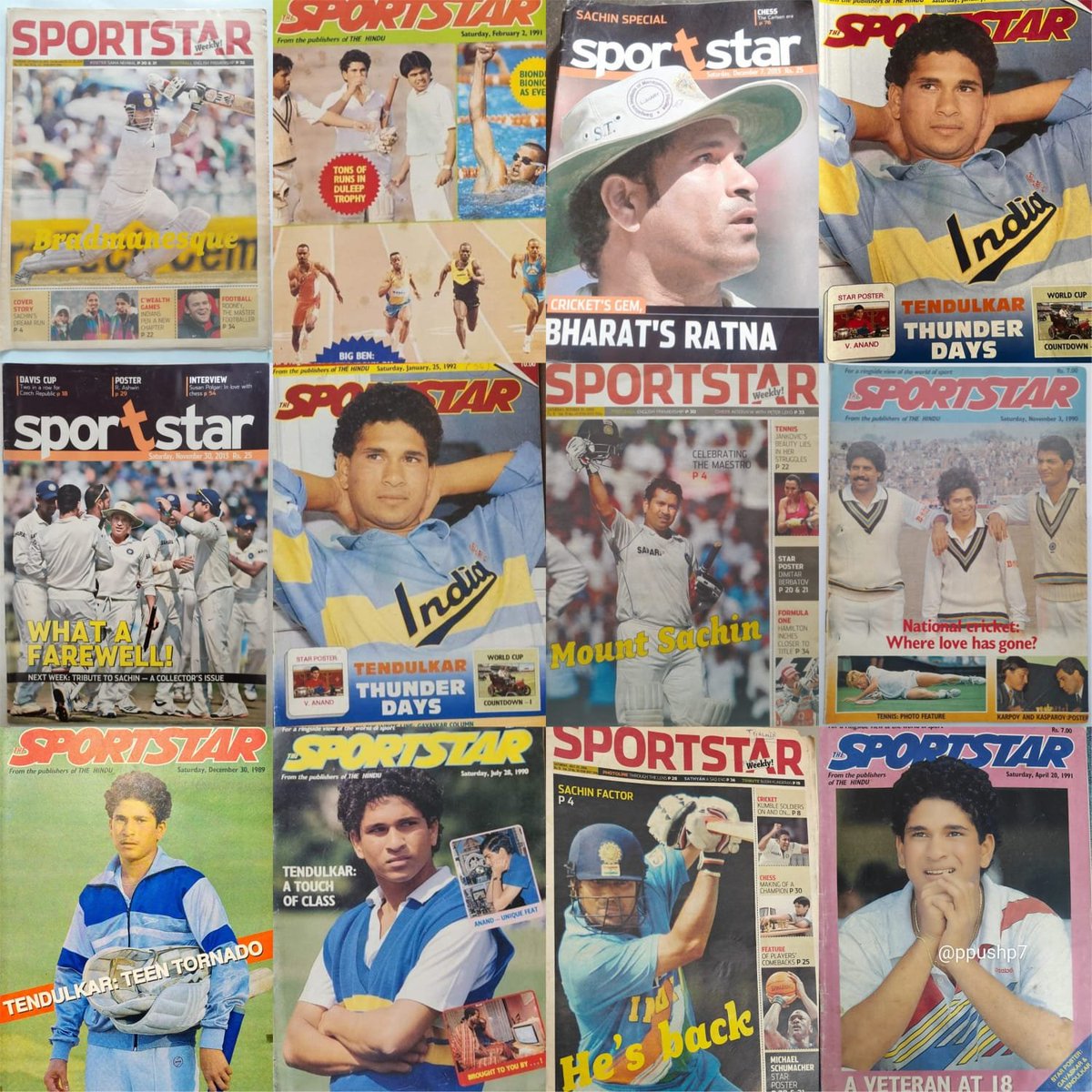 Not sure what to even write; Sachin &amp; Sportstar!
From his teenage years to almost the very end, Sachin featured on several <a href="/sportstarweb/">Sportstar</a>  covers
#CricketTwitter