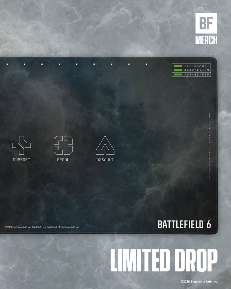 BF_Merch's tweet photo. Precision is non-negotiable. Level up your tactical response with the Season 2 Limited Edition Deskmat.

🛒 Shop now: https://t.co/TolpyQmP2N

#BattlefieldMerch 💥 https://t.co/zDdyDdQsV3